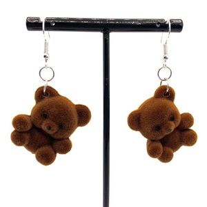 Mini brown teddy bear earrings